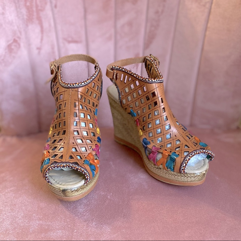 Handmade, Leather, Mexican Sandal Wedges, Huarache